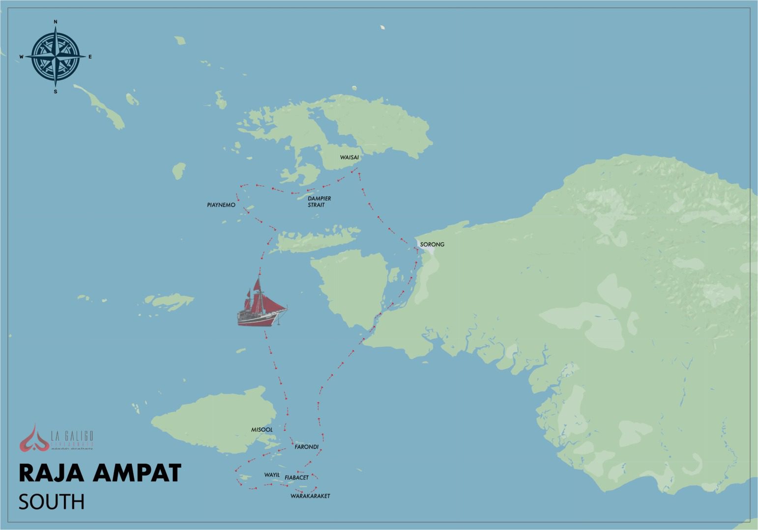 La Galigo route map raja ampat south (misool)