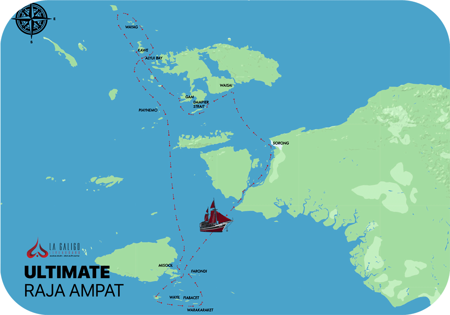Map Ultimate Raja Ampat 12 Days 11 Nights - La Galigo Liveaboard