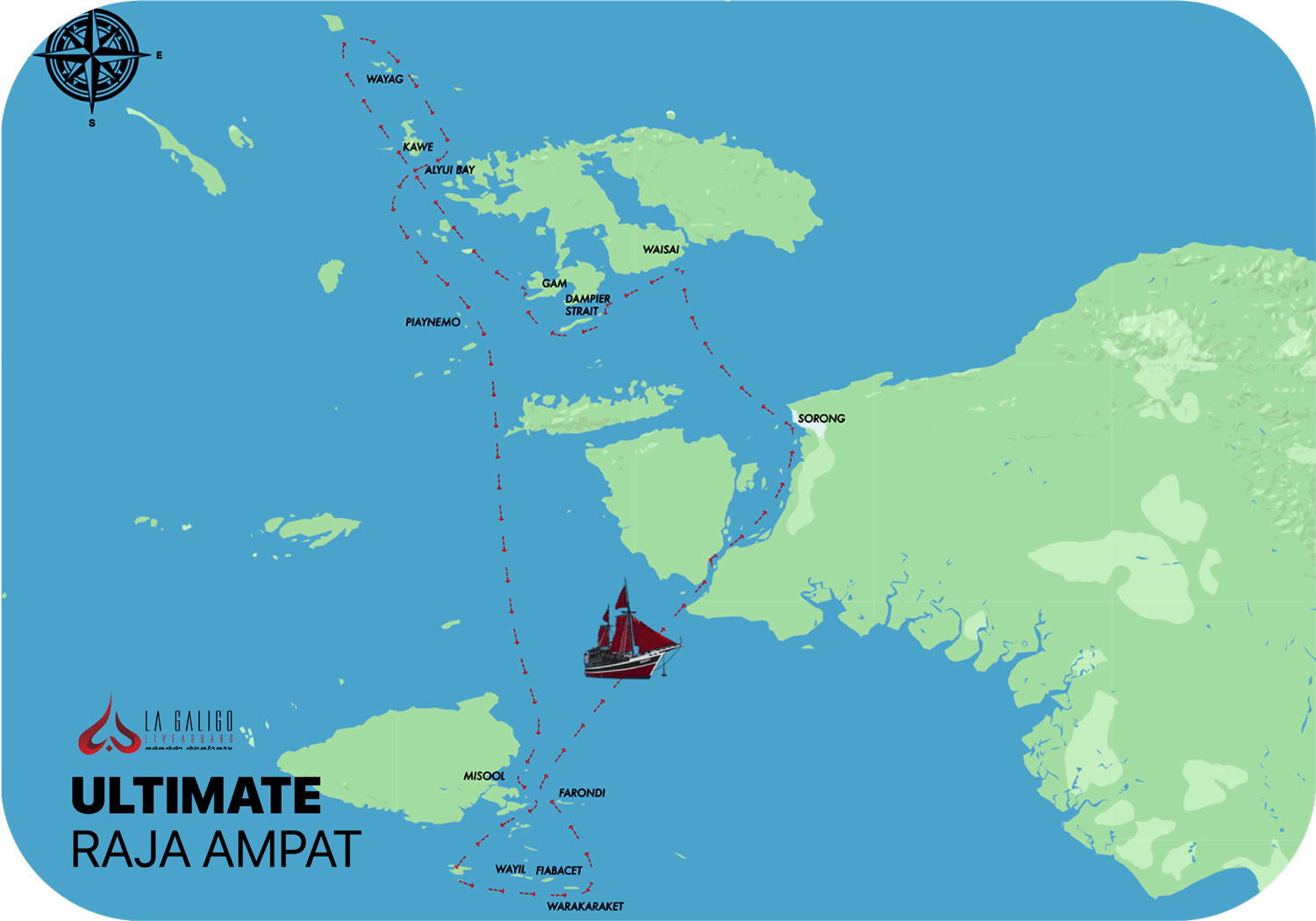 Map Ultimate Raja Ampat 12 Days 11 Nights - La Galigo Liveaboard