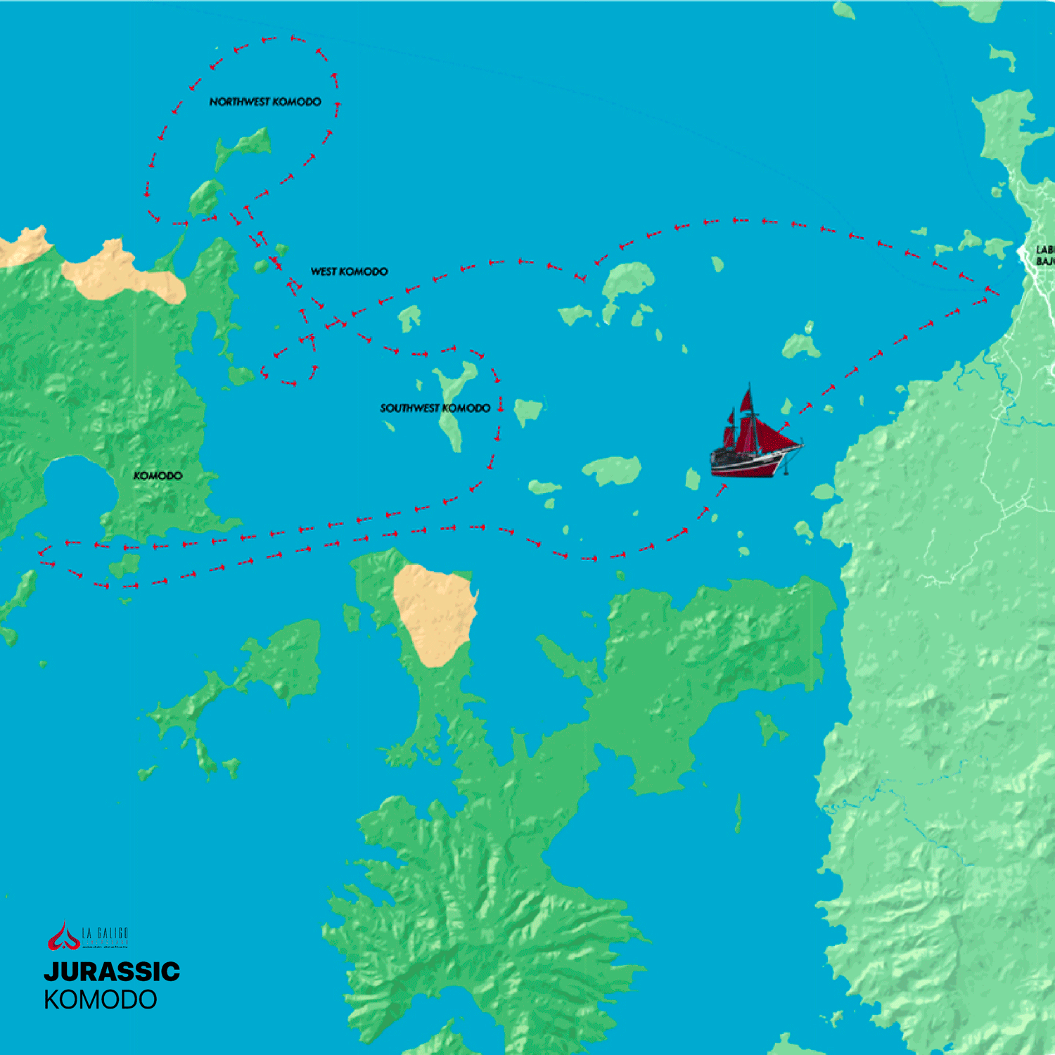 Map Jurasic Komodo Diving 6D5N - La Galigo Liveaboard