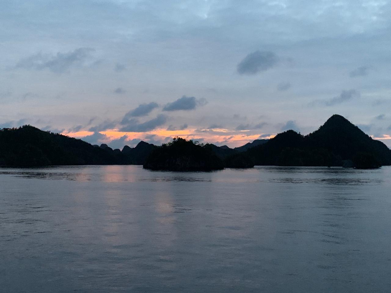sun rise on karst islands Raja ampat