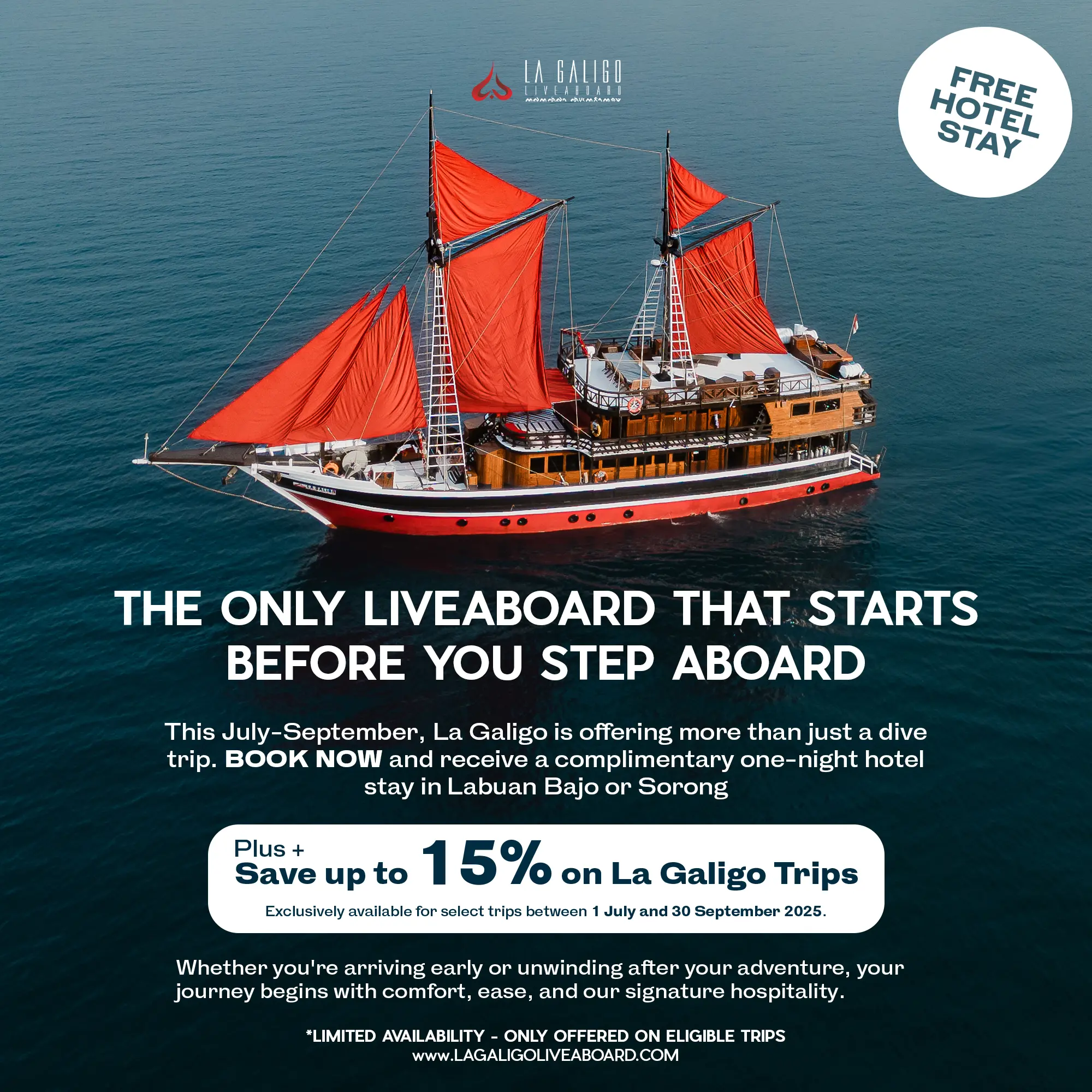 Up to 15% OFF of La Galigo Liveaboard's trip to Komodo & Raja Ampat, Plus free one night hotel